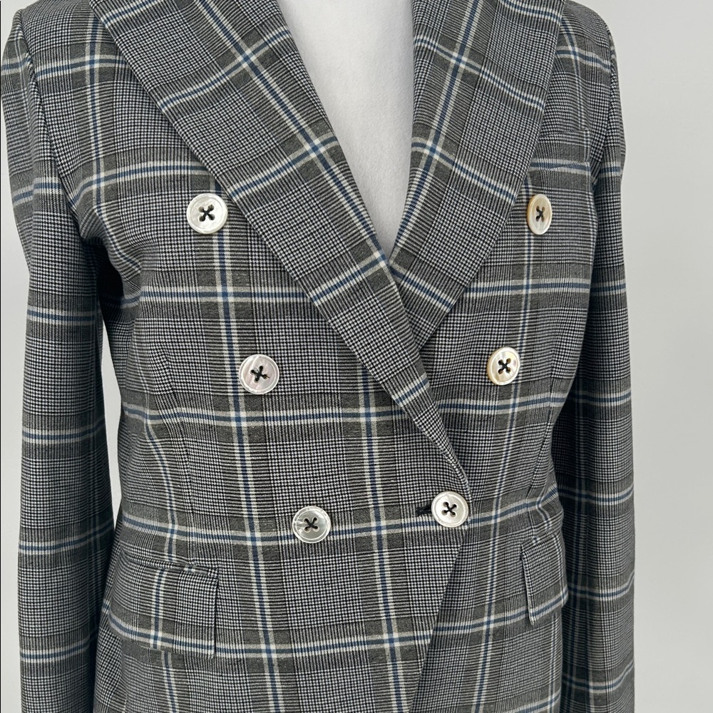 Circolo 1901 Double Breasted Plaid Blazer Blue Gray Made in Italy - Picture 4 of 14